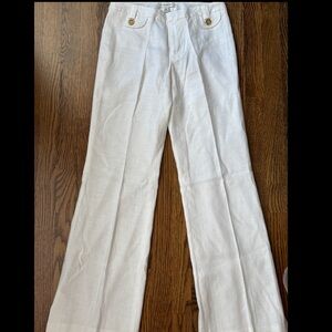 Banana Republic White Linen Wide-Leg Pants